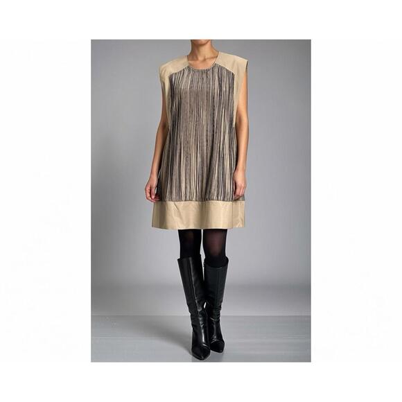 Anthropologie Dresses & Skirts - By Anthropologie Moss Green Cap-Sleeve Plissé Mini Dress Medium Scrunchy